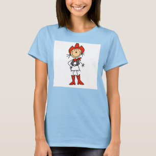 Stick Figure Cowgirl Red Hat and Boots T-shirts