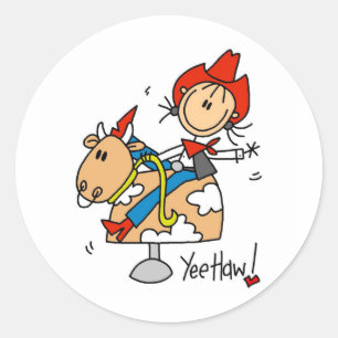 Stick Figure Cowgirl Yee Haw Stickers