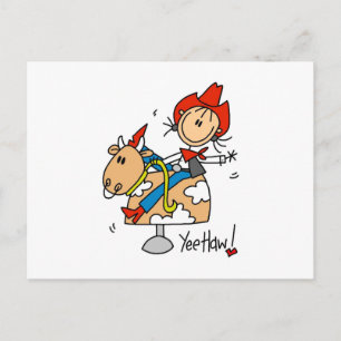 Stick Figure Cowgirl Yee Haw T-Shirts und Geschenk Postkarte