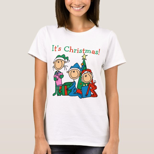 Stick Figure Enfants C'est Noël Tshirts et cadeaux (Devant)