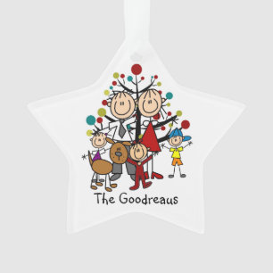 Stick Figure Famille de 5 Dog Acrylique Ornement