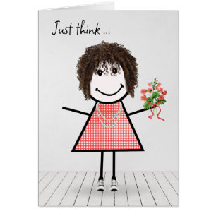 Stick Figure Girl avec Anniversaire Bouquet
