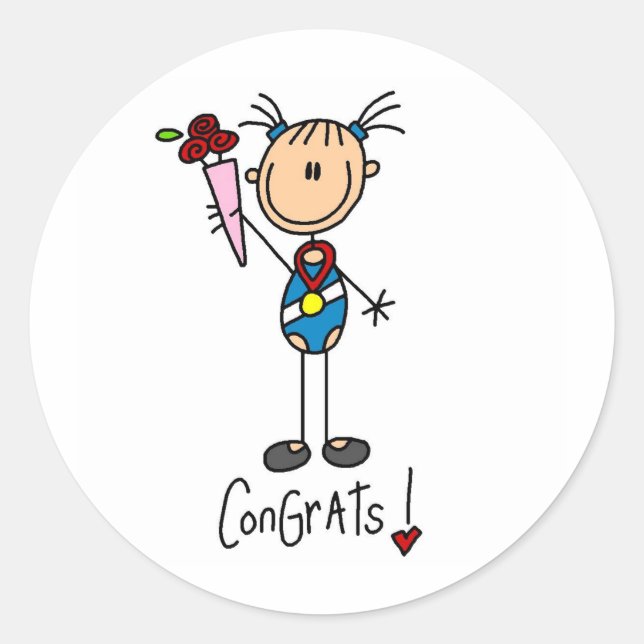 Stick Figure Girl remportant la médaille Stickers (Devant)