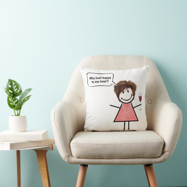 Stick Figure Girl With Wine Glass Kissen (Stuhl )