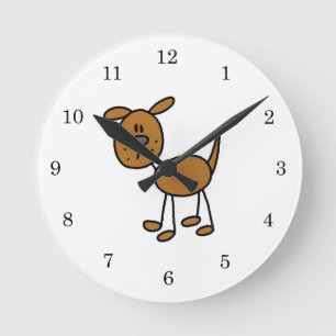 Stick Figure Hund T-Shirts und Geschenke Runde Wanduhr