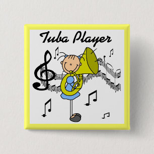 Stick Figure Mädchen Tuba Spieler T-Shirts und Ges Button