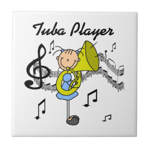 Stick Figure Mädchen Tuba Spieler T-Shirts und Ges Fliese