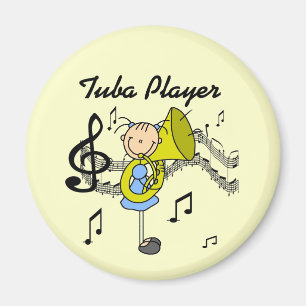Stick Figure Mädchen Tuba Spieler T-Shirts und Ges Magnet