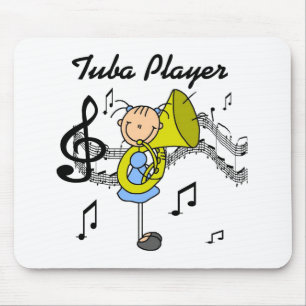 Stick Figure Mädchen Tuba Spieler T-Shirts und Ges Mousepad