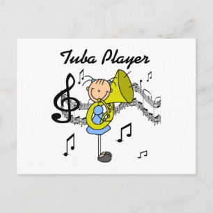 Stick Figure Mädchen Tuba Spieler T-Shirts und Ges Postkarte