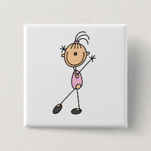 Stick Figure Mädchen Turnen T-Shirts und Geschenke Button