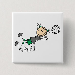 Stick Figure Mädchen Volleyball T-Shirts und Gesch Button