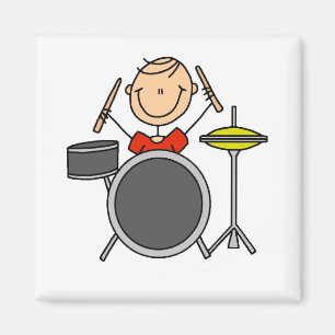 Stick Figure Männlicher Schlagzeuger T-Shirts und  Magnet