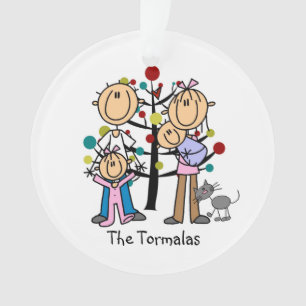 Stick Figure Parents, Fille, Bébé, Ornement de chi