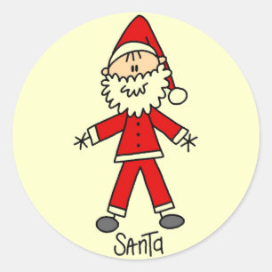 Stick Figure Santa T-Shirts und Geschenke Runder Aufkleber