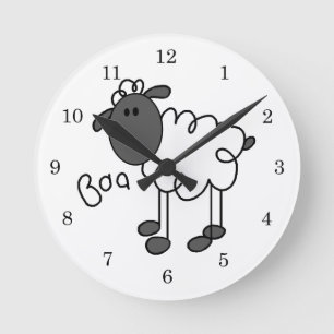Stick Figure Schaf T-Shirts und Geschenke Runde Wanduhr