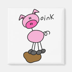 Stick Figure Schwein T-Shirts und Geschenke Magnet