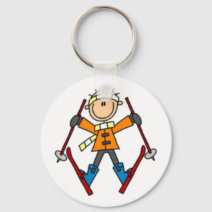 Stick Figure Skier T-shirts and Gifts Schlüsselanhänger