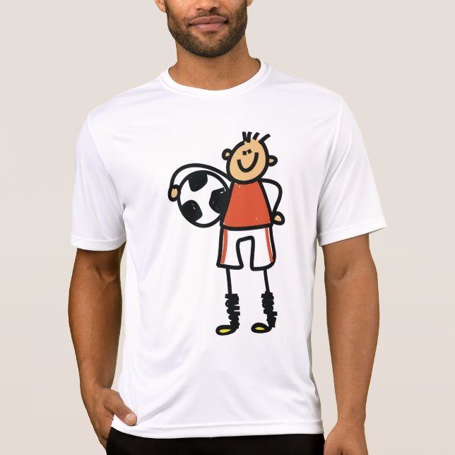 Stick Figure Soccer Boy Football Player T-Shirt (Vorderseite)