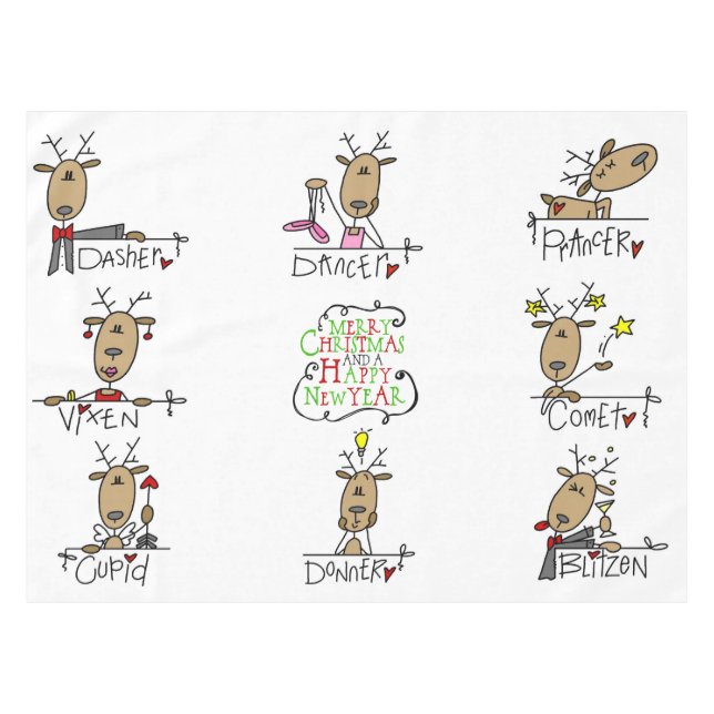 Stick Figurine Noël Reindeer Nappe de vacances (Devant (Horizontal))