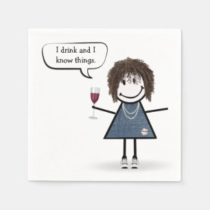 Stick Girl in Sneakers mit Rotwein  Serviette