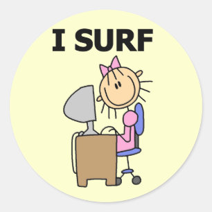 Stick Girl Web-Surfen T-Shirts und Geschenke Runder Aufkleber