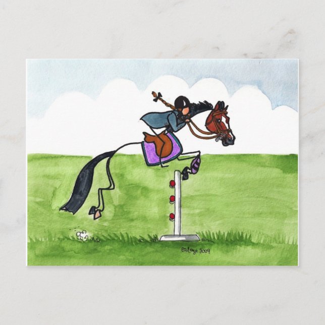 STICK HORSE Pony Showjumping Postkarte (Vorderseite)