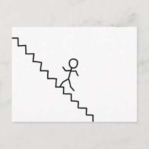 Stick man monter l'escalier carte postale