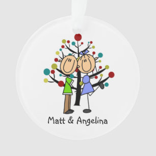 Stick mignon Figure Couple Ornement de vacances