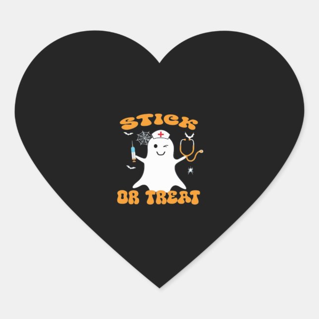 Stick oder Leckerei Nurse Funny Halloween Kostüm E Herz-Aufkleber (Vorderseite)