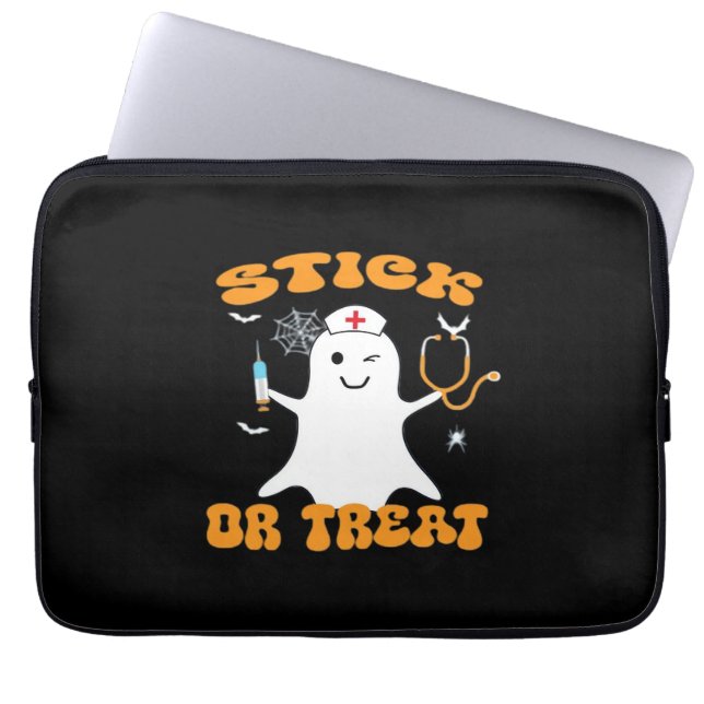 Stick oder Leckerei Nurse Funny Halloween Kostüm E Laptopschutzhülle (Vorderseite)