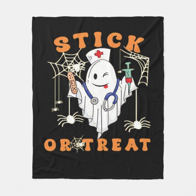 Stick oder Leckerei Nurse Spooky Nurse Kostüm Funn Fleecedecke (Vorderseite)