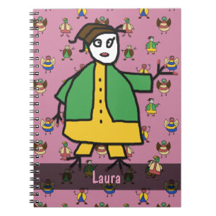 Stick People Children Pattern Girl irgendeinen Nam Notizblock