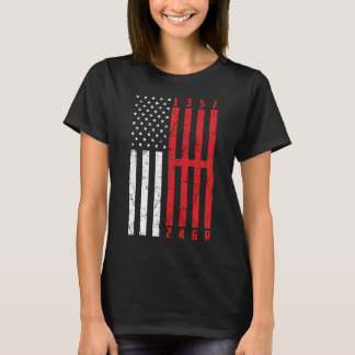 Stick Shift American Flag Rennkorvette 6 Geflügel T-Shirt