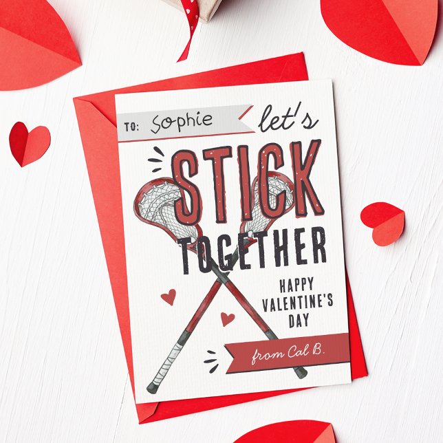 Stick Together Lacrosse Classroom Valentine Card Einladung (Von Creator hochgeladen)