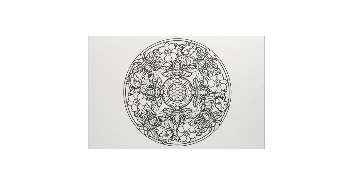 Sticken Sie Ihr Eigenes Bienen Mandala Gewebe Stoff Zazzle Ch