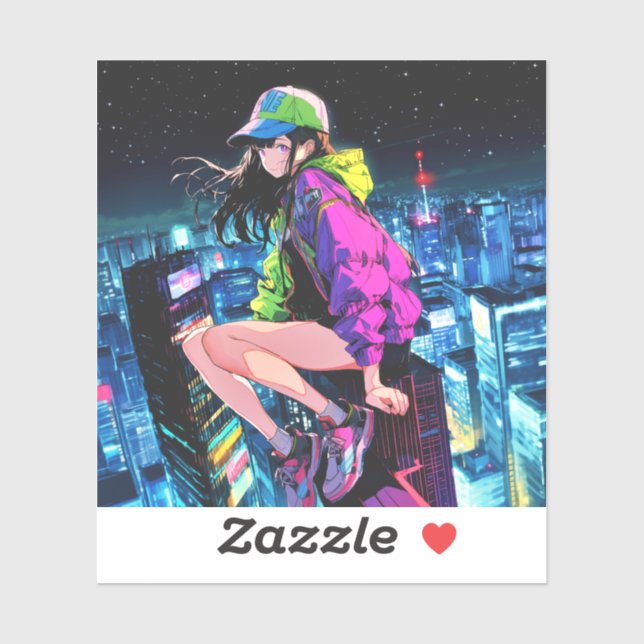 Sticker 夜景JKのシール Seal｜寿司娘 GenerativeAI (Feuille)