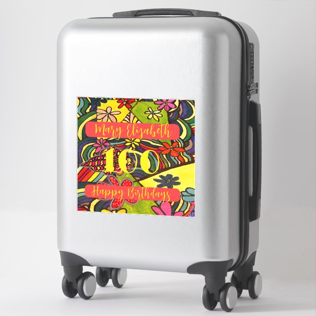 Sticker 100 Anniversaires floraux (Sur valise)