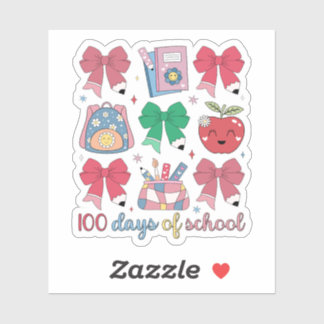 Sticker 100 Jours D'école Coquette Rubans Crayon Mignons