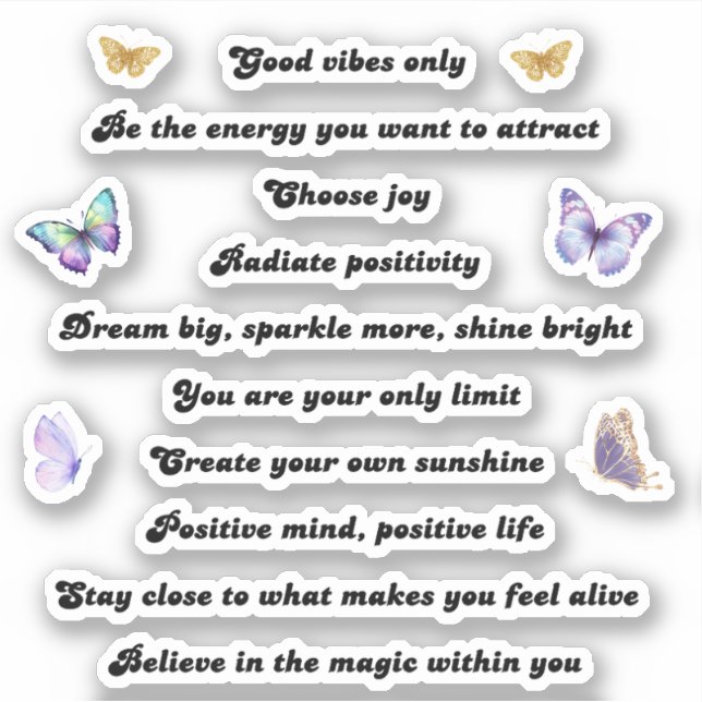Sticker 10 citations motivationnelles positives (Devant)