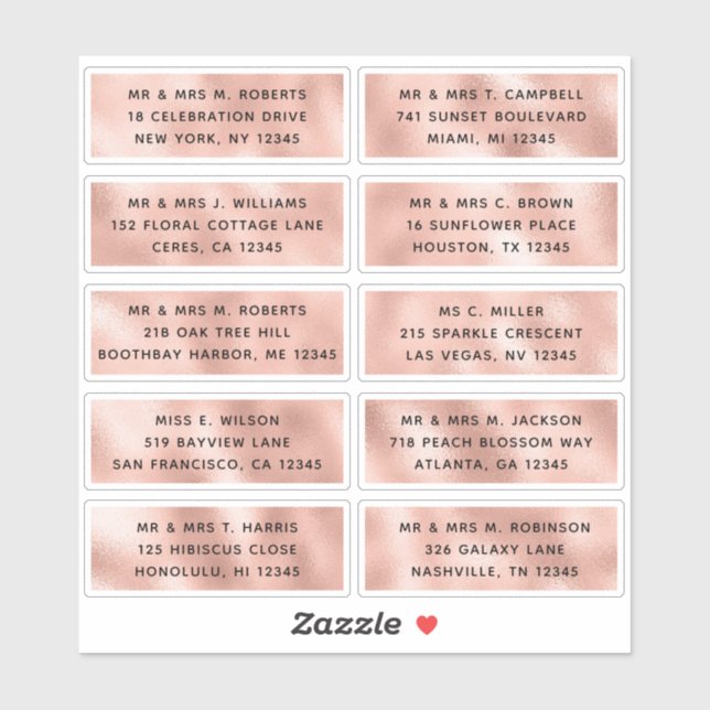 Sticker 10 Nom de l'invité individuel Adresse Mariage de l (Feuille)