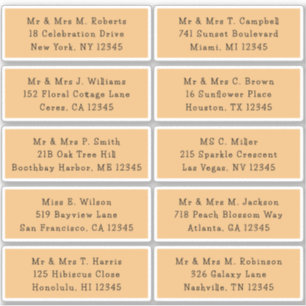 Sticker 10 Nom de l'invité individuel Adresse Mariage de l