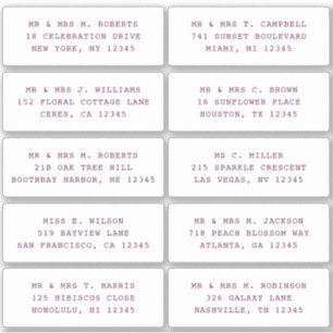 Sticker 10 Nom de l'invité individuel Adresse Mariage de l