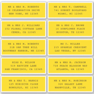 Sticker 10 Nom de l'invité individuel Adresse Mariage de l