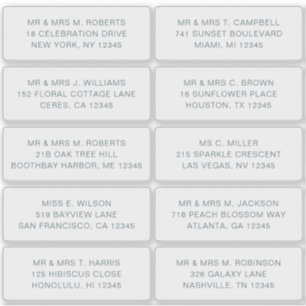 Sticker 10 Nom de l'invité individuel Adresse Mariage de l