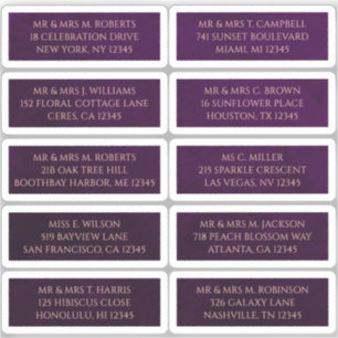 Sticker 10 Nom de l'invité individuel Adresse Plum mystiqu