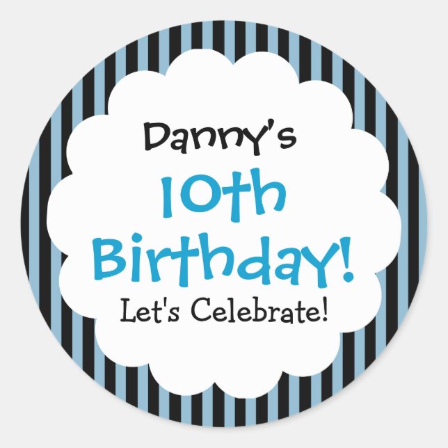 Sticker 10e anniversaire Bleu Stripes V1CA (Devant)