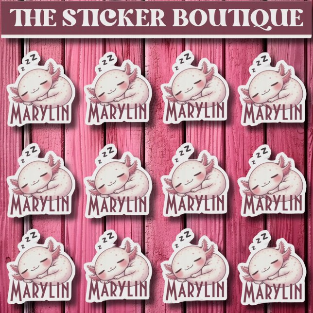 Sticker 12 En Un Migné Nom Personnalisé Sleeping Axolotl (Créateur téléchargé)