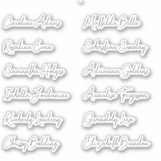 Sticker 12 noms d'invités de mariage Calligraphie Écriture