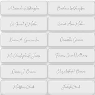 Sticker 12 noms d'invités Mariages Élégant script manuscri